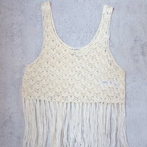 Cream Forever 21 String Crop Top